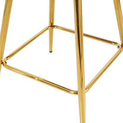 Modern Design High Stool With Gold Plated Legs For Kitchen Dining Linen (Set of 2) - Dark Gray