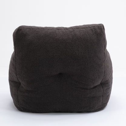 Soft Teddy Fabric Tufted Foam Bean Bag Chair With Teddy Fabric - Dark Gray