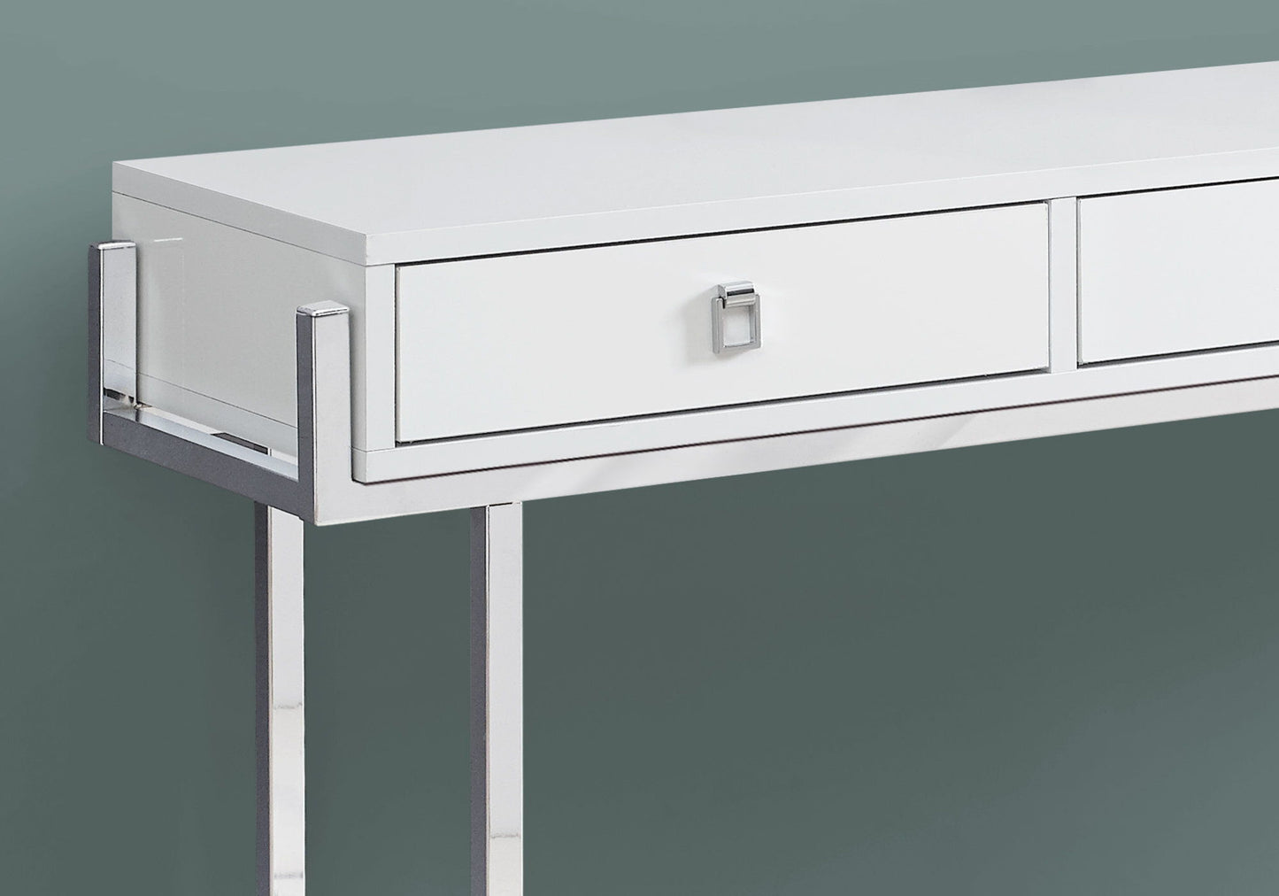 Accent Console Table For Entryway, Storage Drawer, Glossy Contemporary & Modern - White