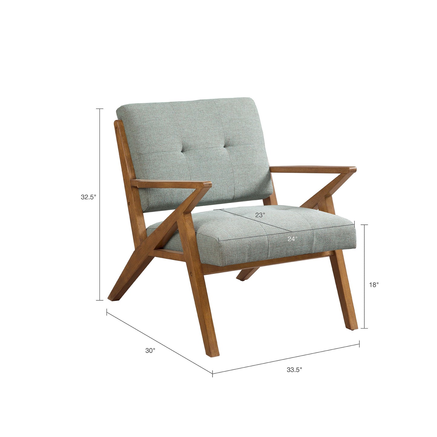 Lounge Chair Mid - Century Modern Design Polyester - Seafoam