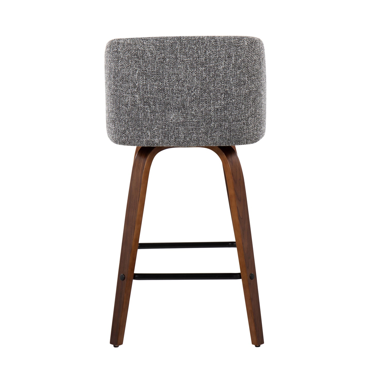 Toriano - Mid-Century Modern Fixed Height Counter Stool With Square Footrest (Set of 2) - Walnut / Gray