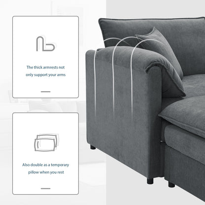 Modular Sectional With Deep And Wide Seat, L Shaped Cloud Couch Set With Double Cushions 4 Seat Sofa With Movable Ottoman Oversized - Dark Gray