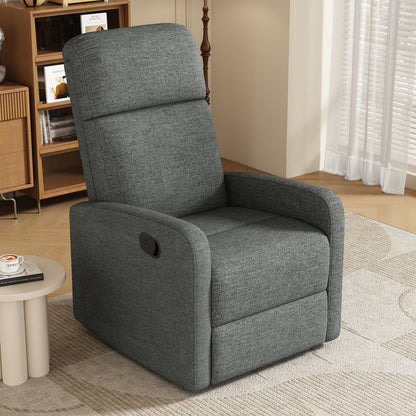 Modern Manual Recliner, Home Theater Chair With Adjustable Backrest For Living Room - Charcoal