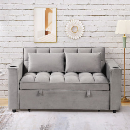 Multi Functional Sofa Bed With Cup Holder And USB Port For Living Room Or Apartments - Gray