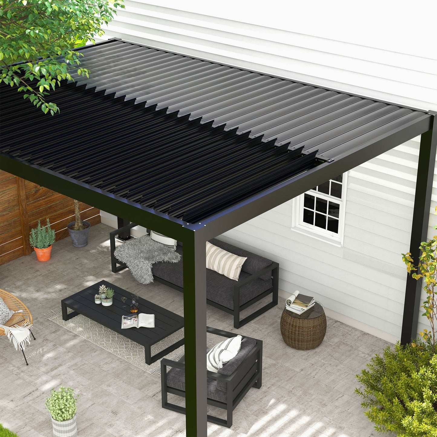 Louver Pergola Frame & Louvers - Black