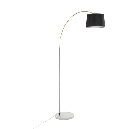 March - Contemporary Floor Lamp - Antique Brass - Black