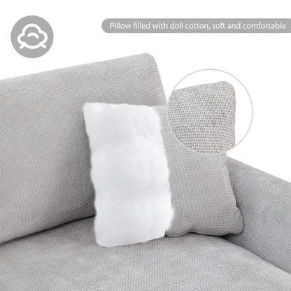 Modern Oversized Sectional Sofa, L-Shaped Luxury Couch Set With 2 Free Pillows, 5 Seat Chenille Indoor Furniture With Chaise - Light Gray