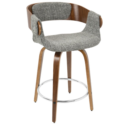 Elisa - Mid-Century Modern Counter Stool (Set of 2) - Walnut / Gray