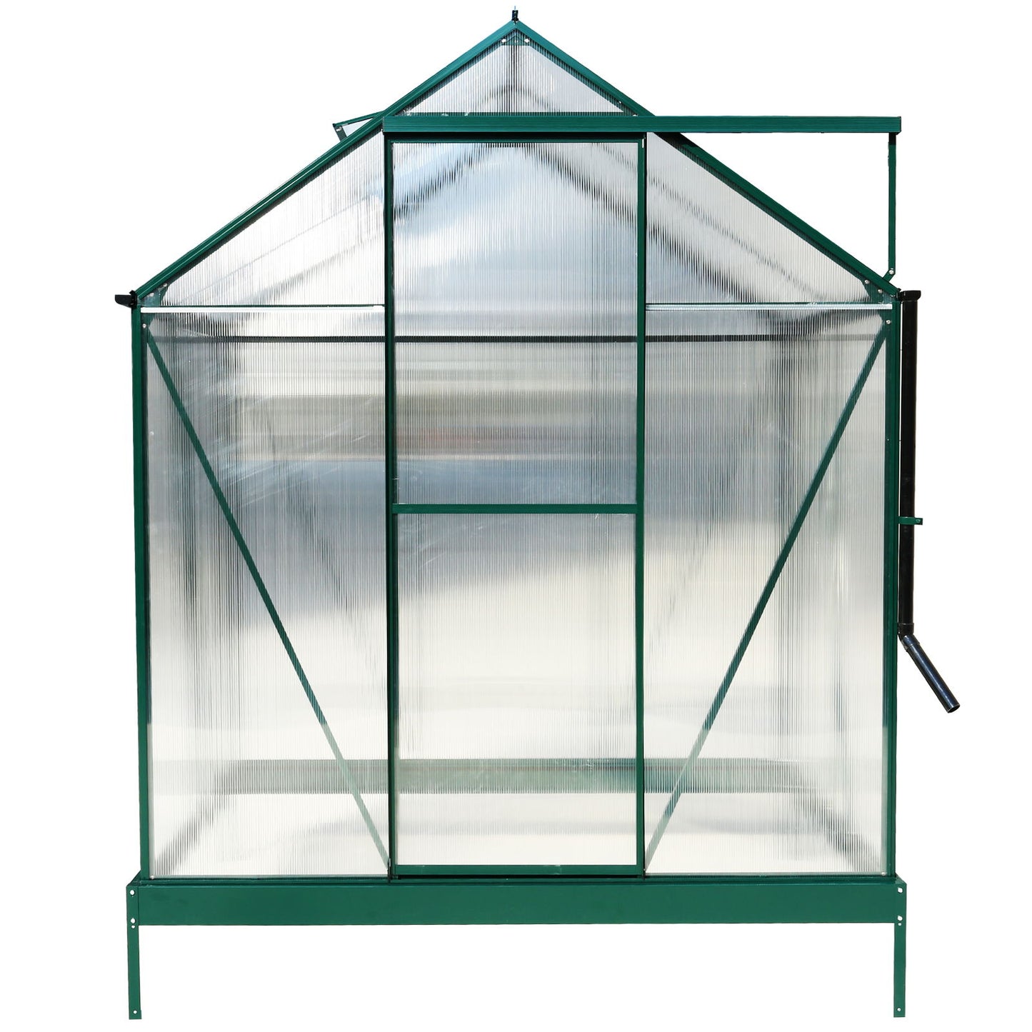 6.3'x4.2'x7' Polycarbonate Greenhouse, Heavy Duty Outdoor Aluminum Walk-In Green House Kit With Rain Gutter, Vent And Door For Backyard Garden - Green