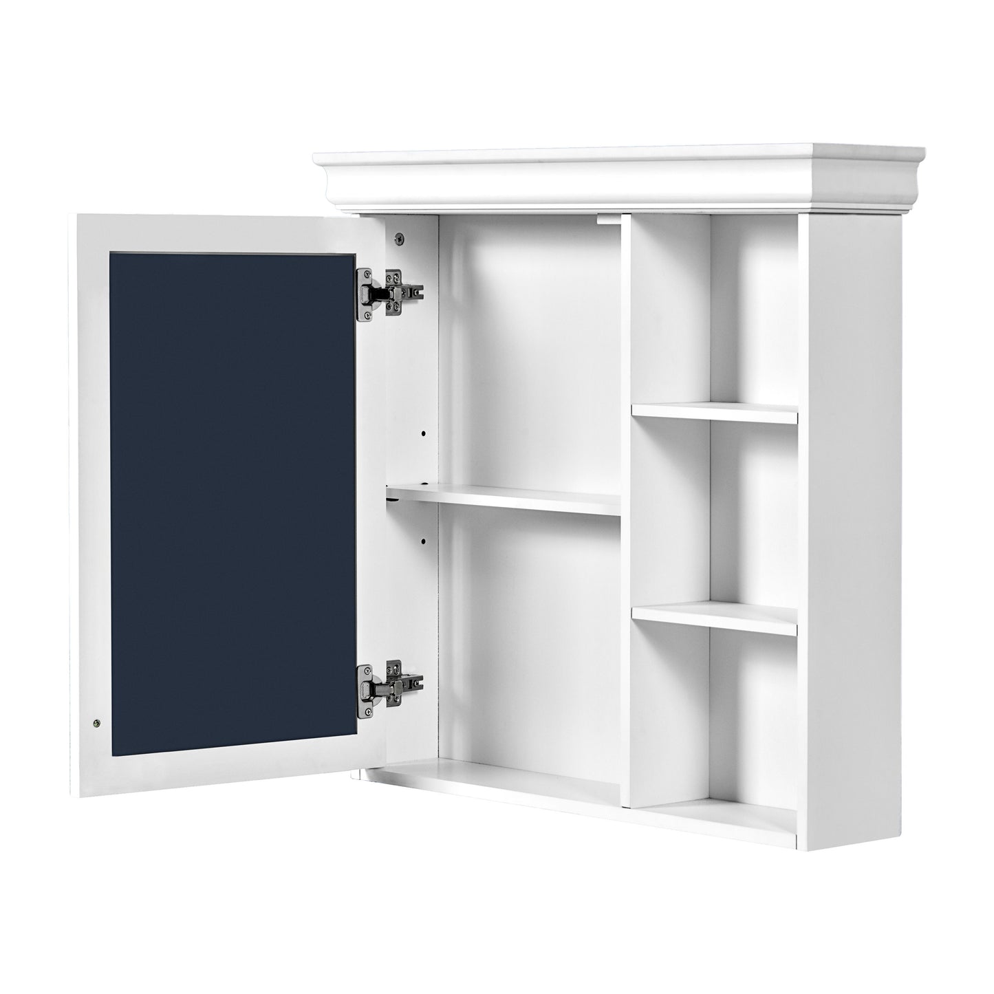 Bathroom Medicine Cabinet With Mirror, Wall Mounted Mirror Cabinet & Storage Organizer, Over The Toilet Storage White Storage Cabinet For Bathroom - White