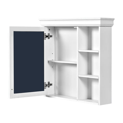 Bathroom Medicine Cabinet With Mirror, Wall Mounted Mirror Cabinet & Storage Organizer, Over The Toilet Storage White Storage Cabinet For Bathroom - White