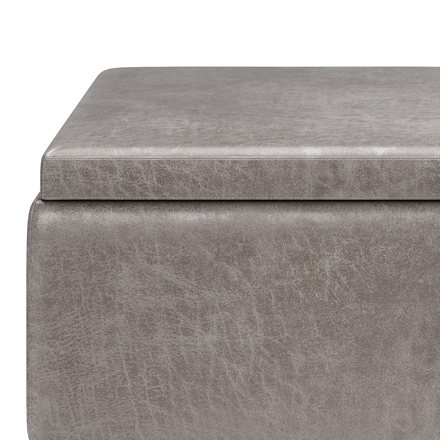 Owen - Tray Top Small Coffee Table Storage Ottoman - Distressed Gray