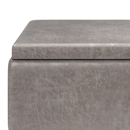 Owen - Tray Top Small Coffee Table Storage Ottoman - Distressed Gray