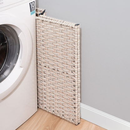 Laundry Hamper With Lid PE Rattan Powder Coating Frame Clothes Hampers With 2 Removable Bags, 100L - Gray