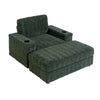 Oversized Chaise Lounge Indoor Rabbit Fur Sofa Bed With Storage Ottoman And Armrests Cup Holders With Deep Seat - Green