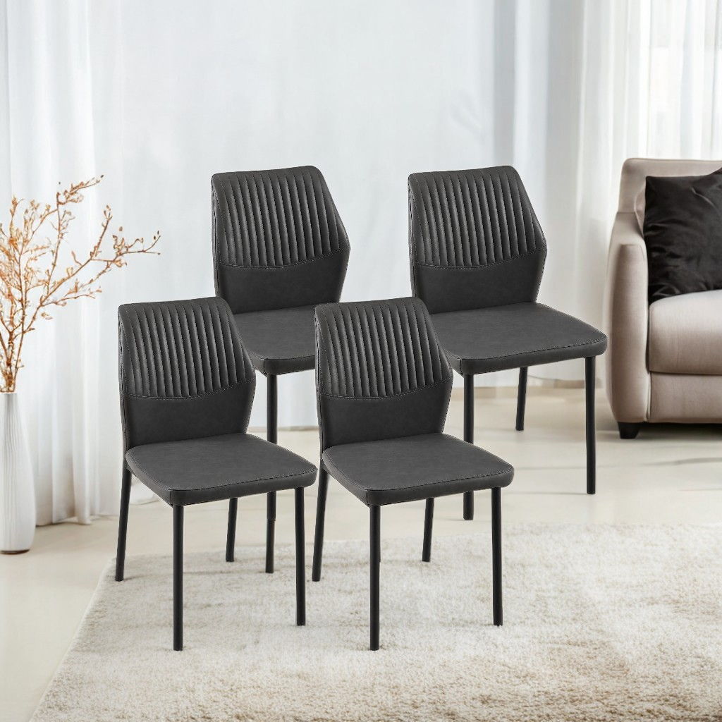 Dining Chairs Living Room Chair Modern Kitchen Armless Side Chair With Metal Legs (Set of 4) - Dark Gray
