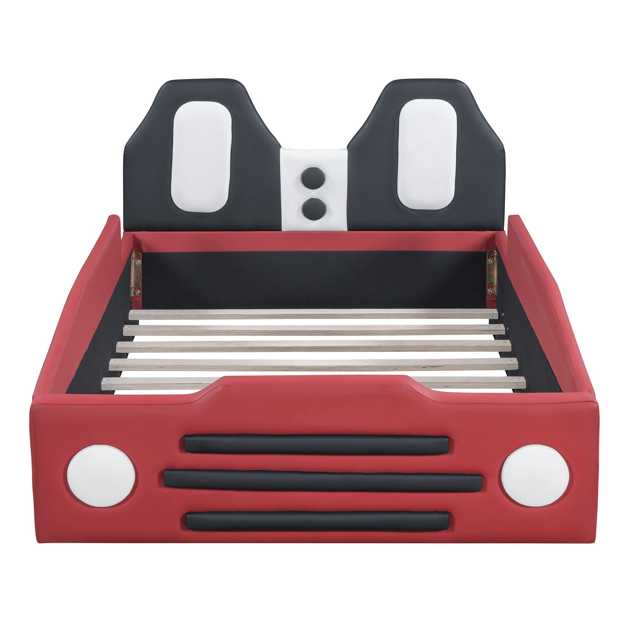 Twin Size Race Car Shaped, Platform Bed & Wheels - Red