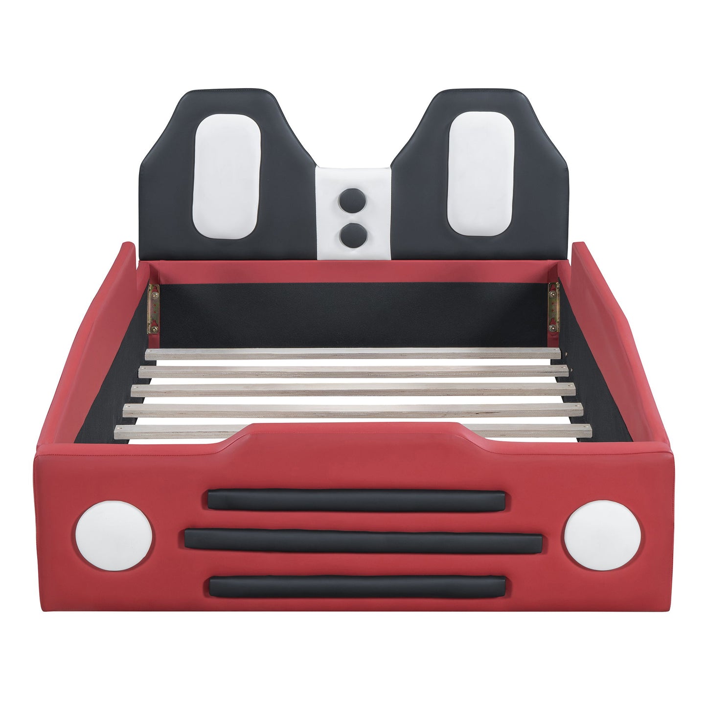 Twin Size Race Car Shaped, Platform Bed & Wheels - Red
