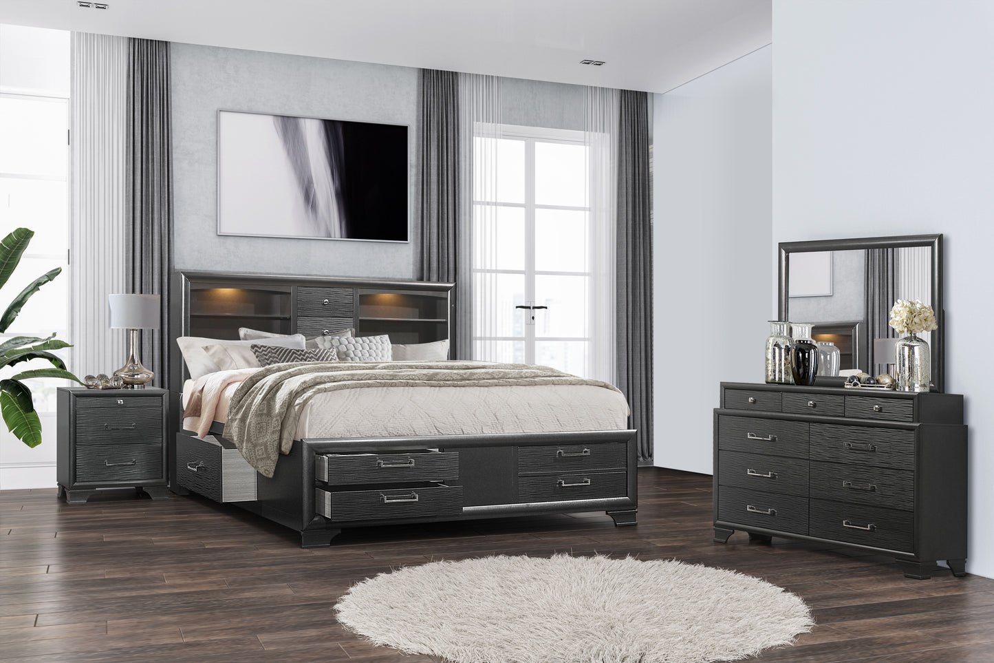 Civic - Queen Bed - Gray