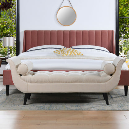 Alma - Tufted Flared Arm Entryway Bench - Sky Neutral Beige