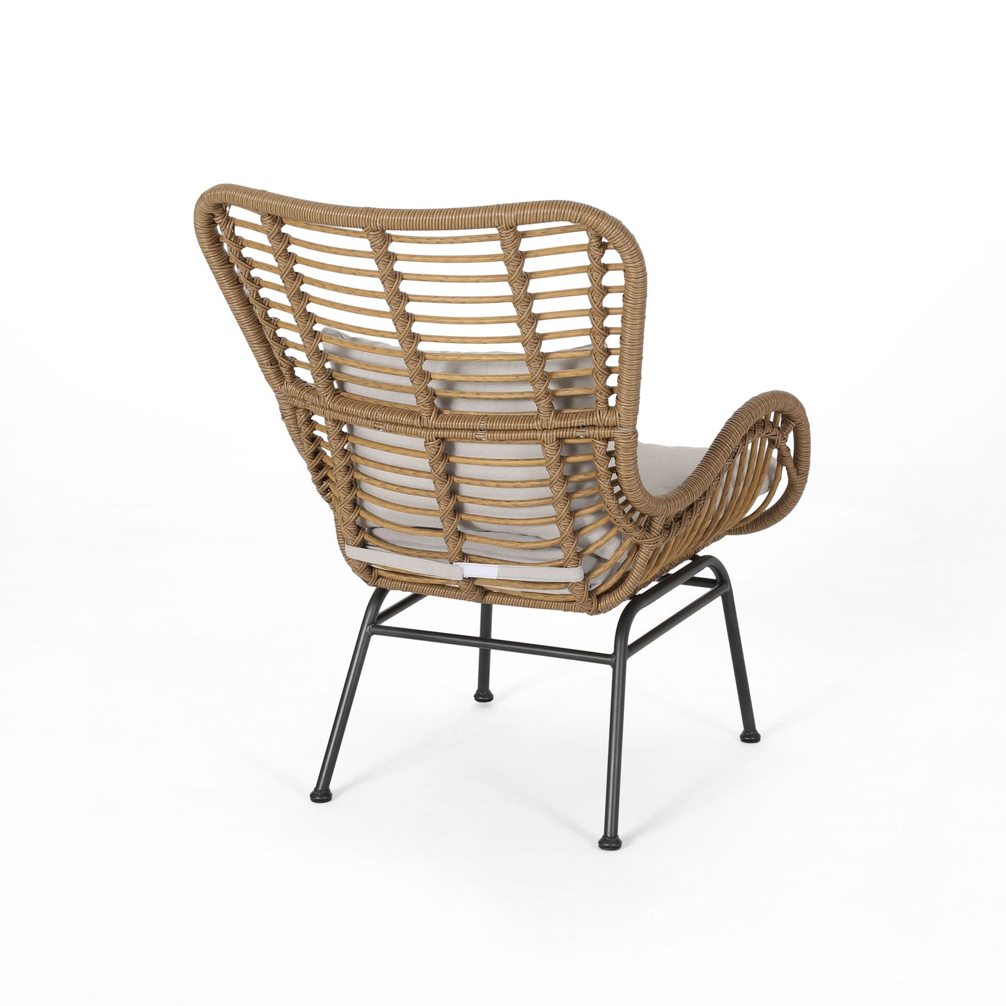Outdoor Rattan Accent Chair With Metal Legs - Brown