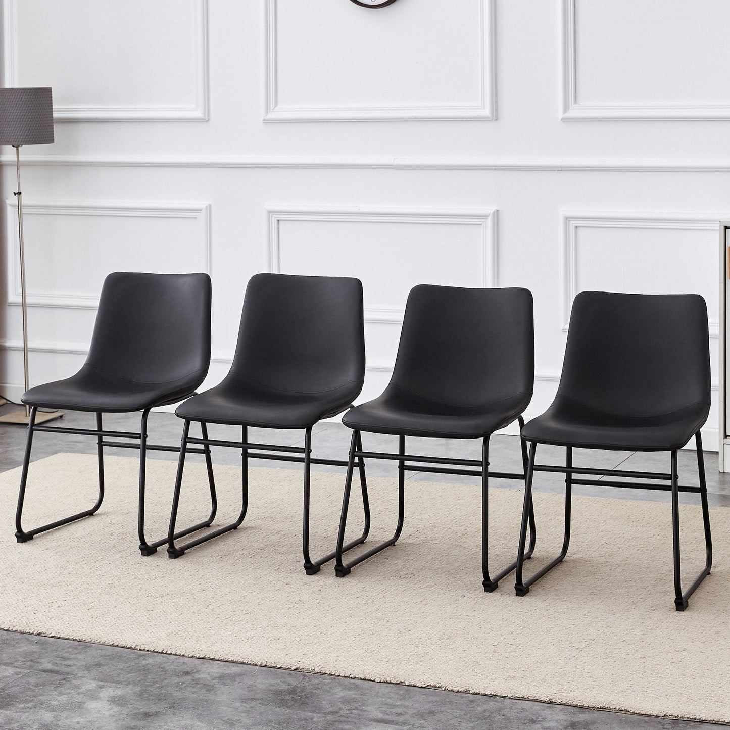 (Set of 4) Classic Chairs, A Stylish Seat Suitable For Modern Minimalist And Industrial Style Environments - Black