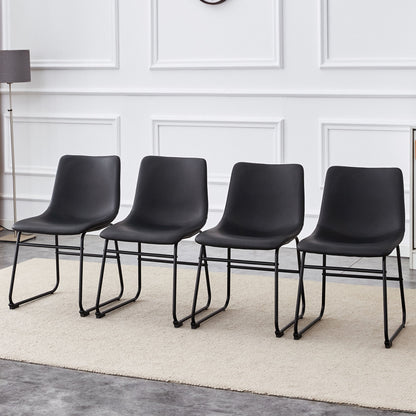 (Set of 4) Classic Chairs, A Stylish Seat Suitable For Modern Minimalist And Industrial Style Environments - Black
