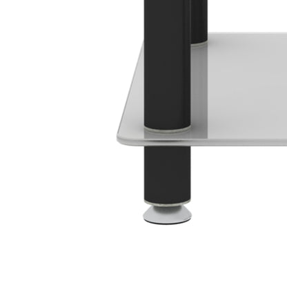 Side Table, 2 Tier Space End Table, Modern Night Stand, Sofa Table, Side Table With Storage Shelve - White / Black