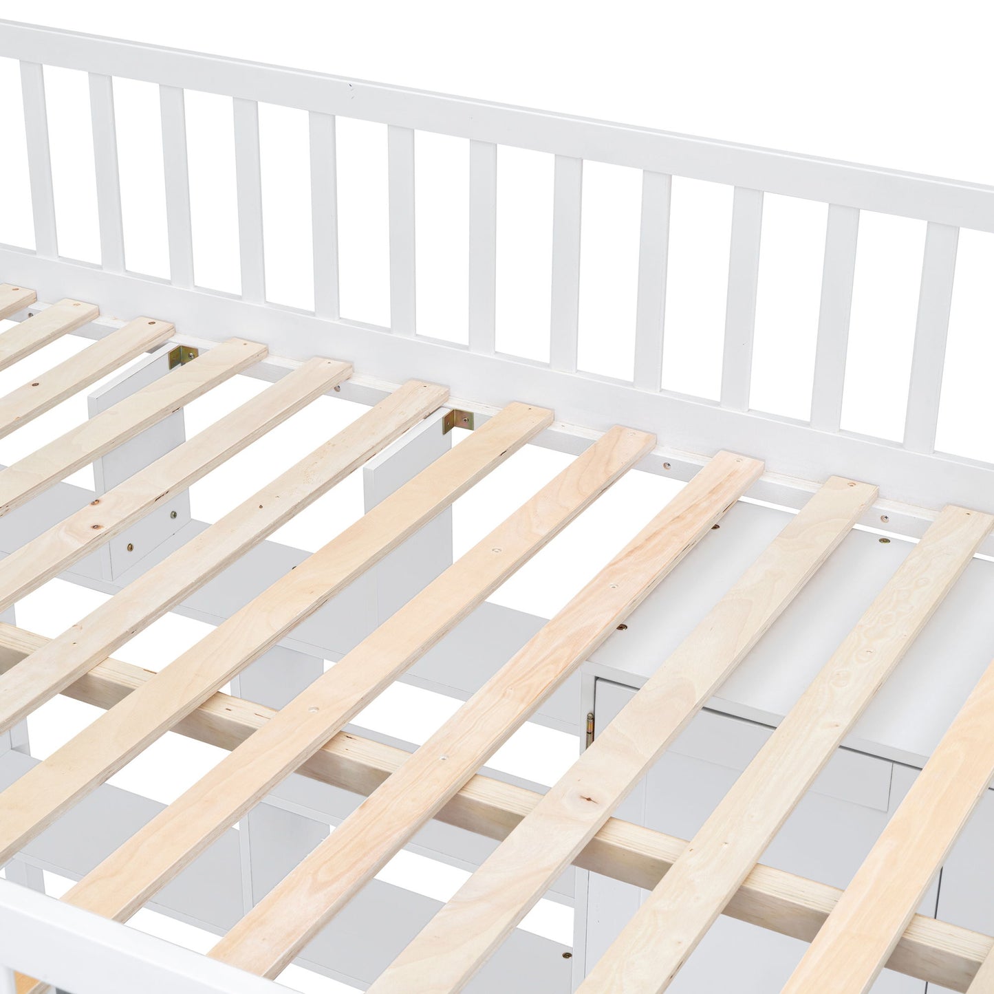 Full Size Loft Bed With Bookshelf, Drawers, Desk, And Wardrobe - White
