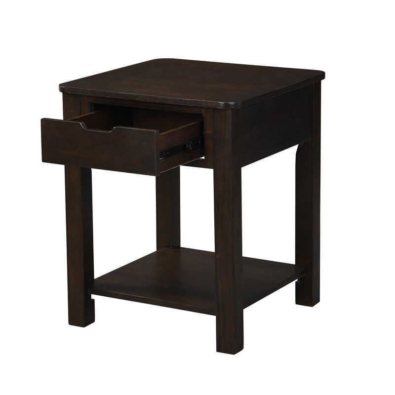 Flora - End Table With Drawer - Dark Brown