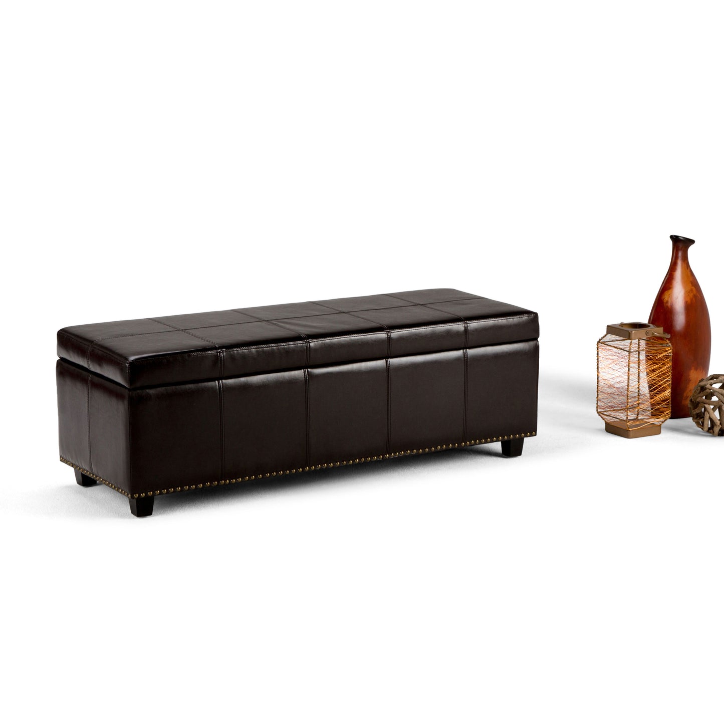 Kingsley - Large Storage Ottoman - Coffee Brown