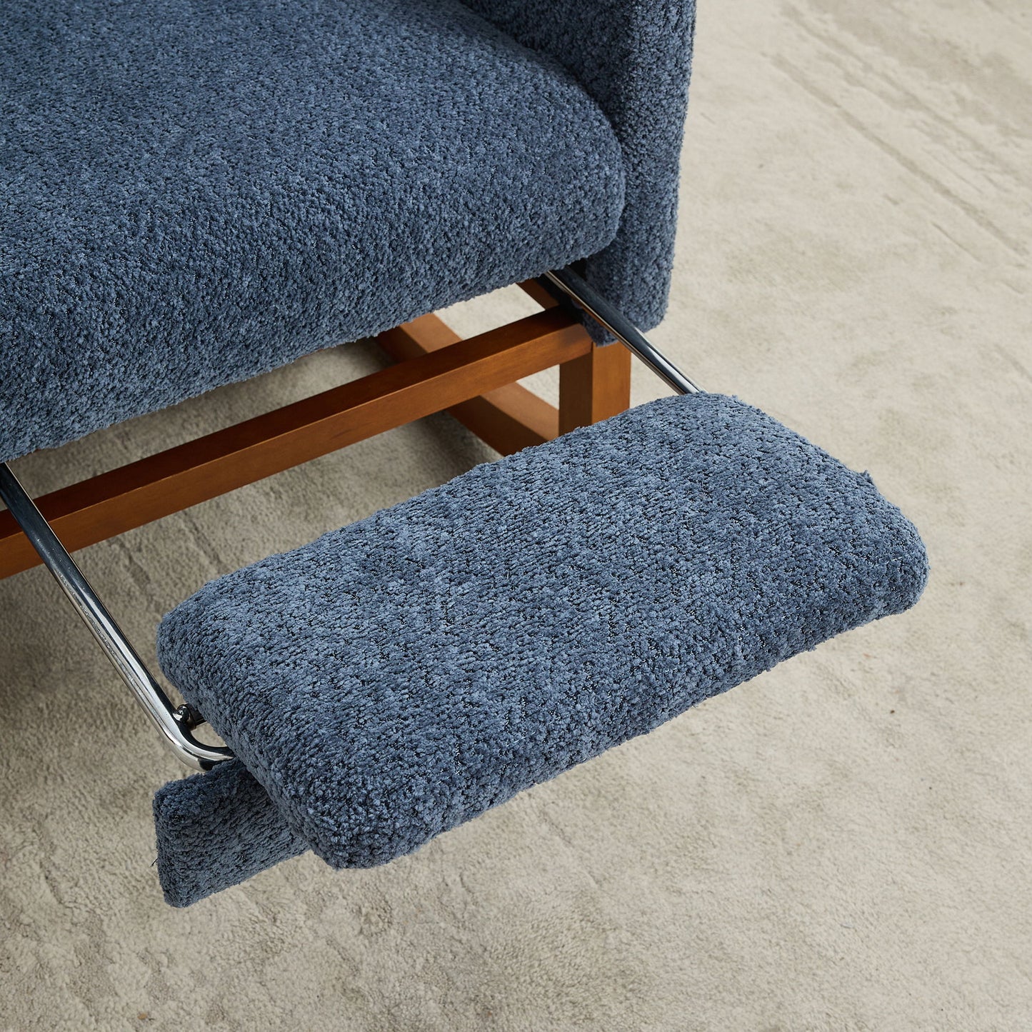 Rocking Chair For Nursery, High Back Glider Chair With Retractable Footrest, Side Pocket, Rocking Accent Armchair With Rubber Wood Legs For Living Room / Bedroom - Navy