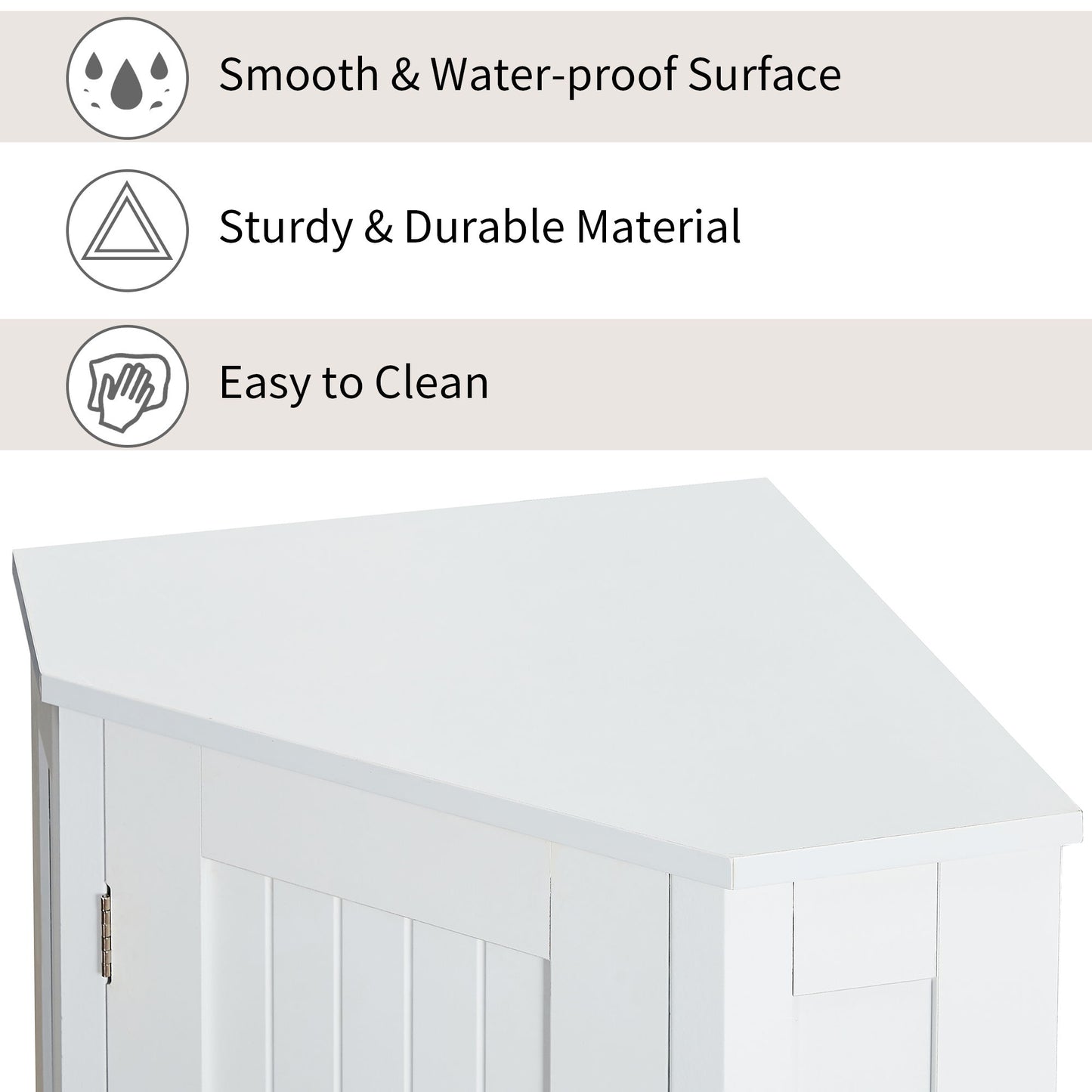 Bathroom Cabinet Triangle Corner Storage Cabinet With Adjustable Shelf Modern Style - White
