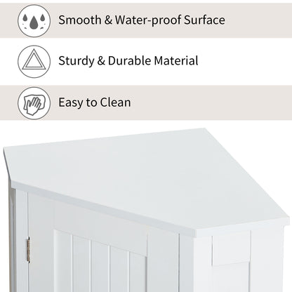 Bathroom Cabinet Triangle Corner Storage Cabinet With Adjustable Shelf Modern Style - White