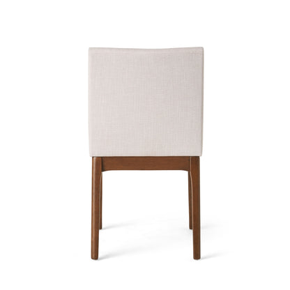 Contemporary Fabric Dining Chairs (Set of 2) - Light Beige / Walnut