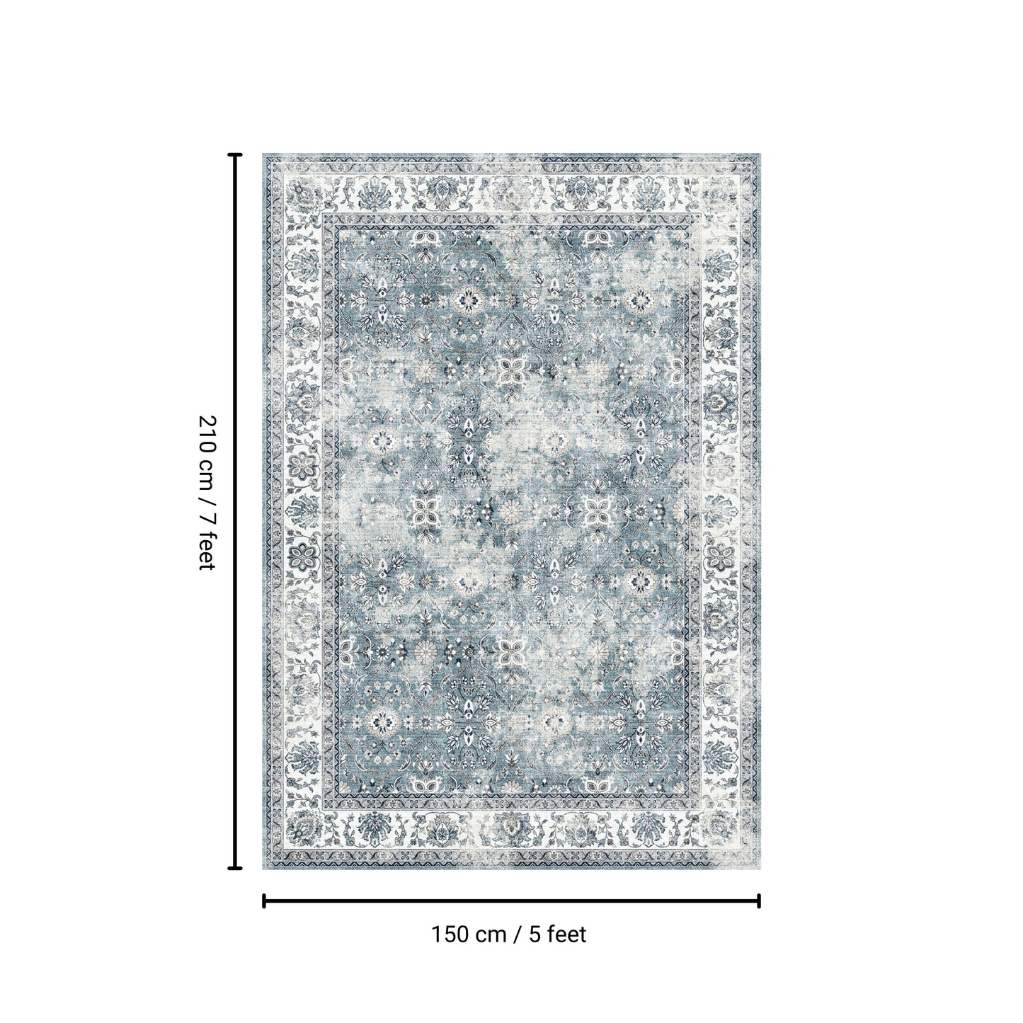 Toucan - Washable Non - Slip Area Rug, Elegant Design - Silver