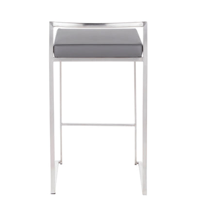 Fuji - Contemporary Stackable Counter Stool (Set of 3) - Gray