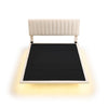 Queen Size Upholstered Bed With Sensor Light And Headboard, Floating Platform Bed - Beige