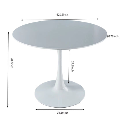 Tulip Table Mid-Century Dining Table For 4-6 People With Round MDF Table Top, Pedestal Dining Table, End Table Leisure Coffee Table - White