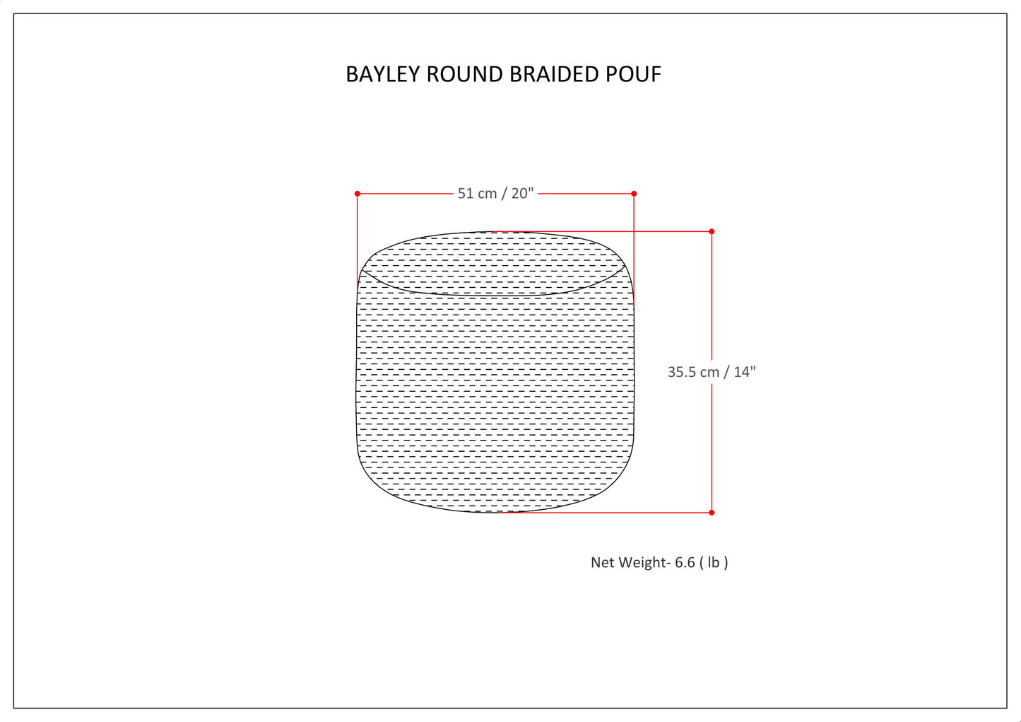Bayley - Round Braided Pouf - Blue / Natural