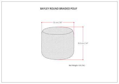 Bayley - Round Braided Pouf - Blue / Natural
