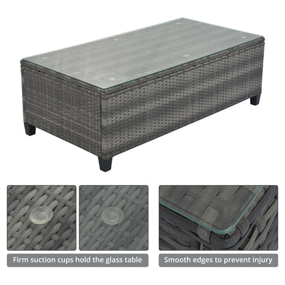 8 Pieces Outdoor Wicker Round Sofa Set, Half-Moon Sectional Sets All Weather, Curved Sofa Set With Rectangular Coffee Table, PE Rattan Water-Resistant And UV Protected, Movable Cushion - Gray