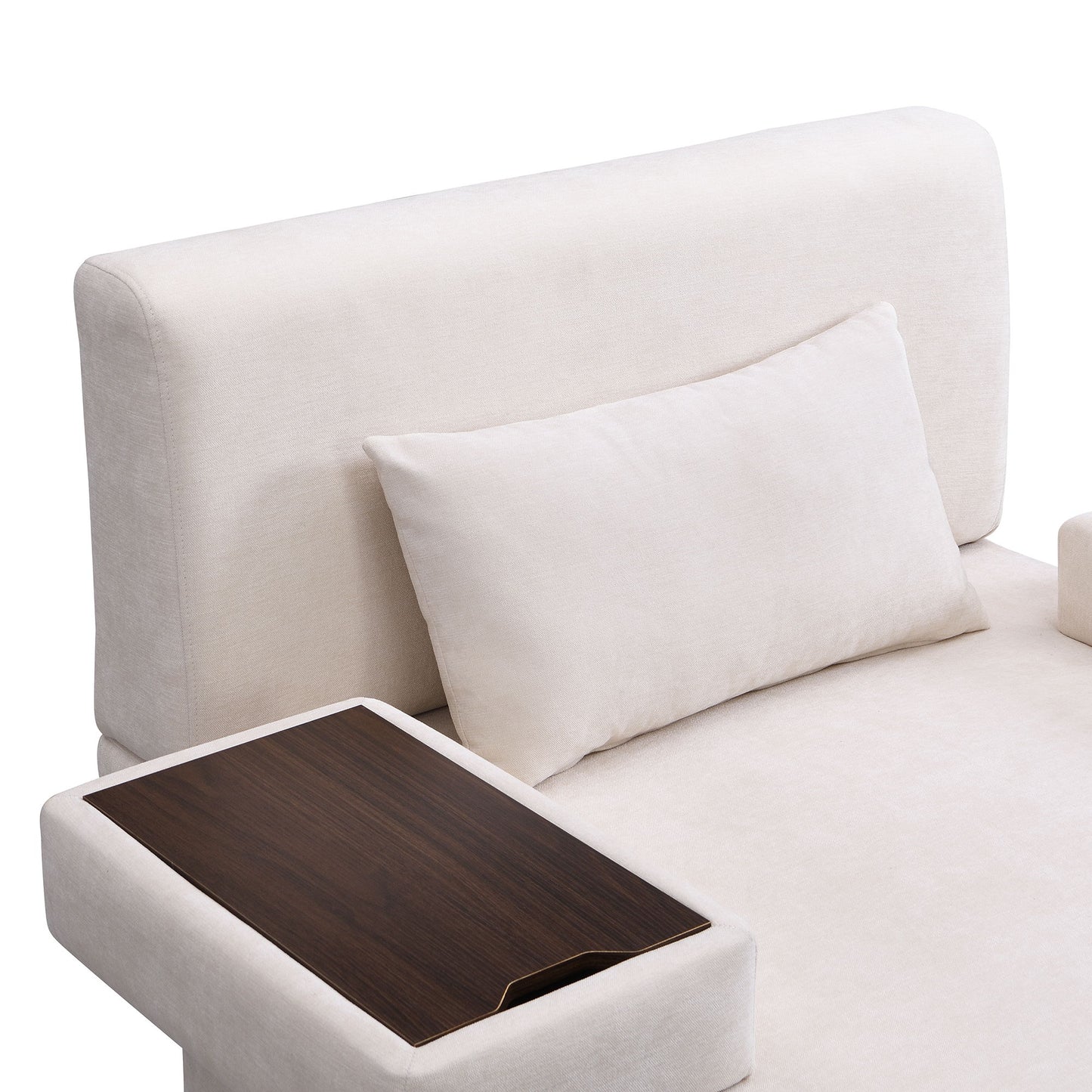 Modern Oversized Armchair, Wide Mid-Century Chair With Pillow Upholstered, Sturdy Wood Frame & Soft Cushion For Living Room - Beige