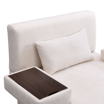 Modern Oversized Armchair, Wide Mid-Century Chair With Pillow Upholstered, Sturdy Wood Frame & Soft Cushion For Living Room - Beige