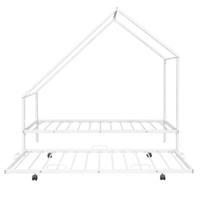 Twin Size House Bed & Trundle - White