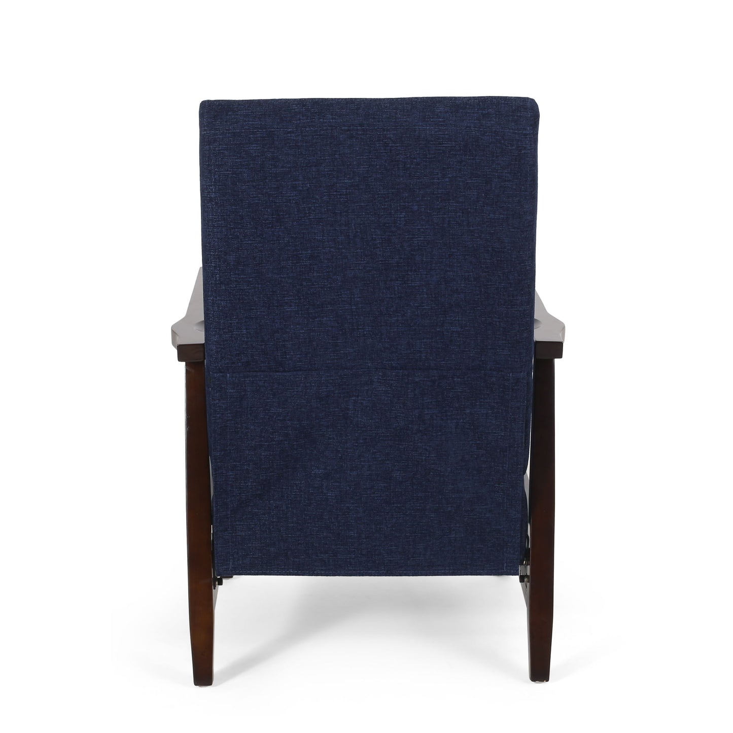 Wide Wood Hand Manual Club Recliner - Navy Blue