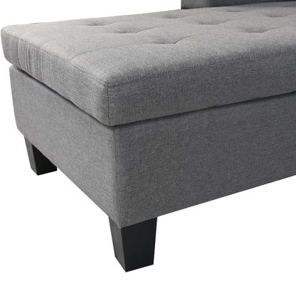 Sectional Sofa Set For Living Room With L Shape Chaise Lounge, Cup Holder And Left Or Right Hand Chaise Modern 4 Seat - Gray