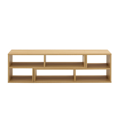 2 Piece Cube TV Stand And L Shaped Entertainment Center With Open Storage And 2 Shelves - Burly Wood