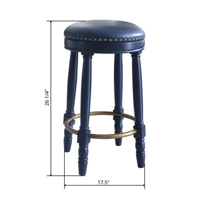 Stylish Accent Counter Height Bar Stools (Set of 2) With 360ÔøΩÔøΩ Swivel And Upholstered Seat - Dark Blue