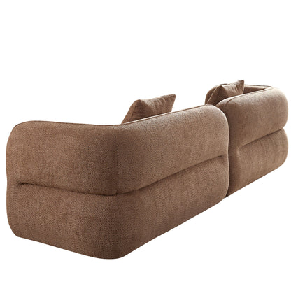 Sectional Sofa With Durable Fabric, Solid Wood Frame, And High Density Sponge Fill - Camel